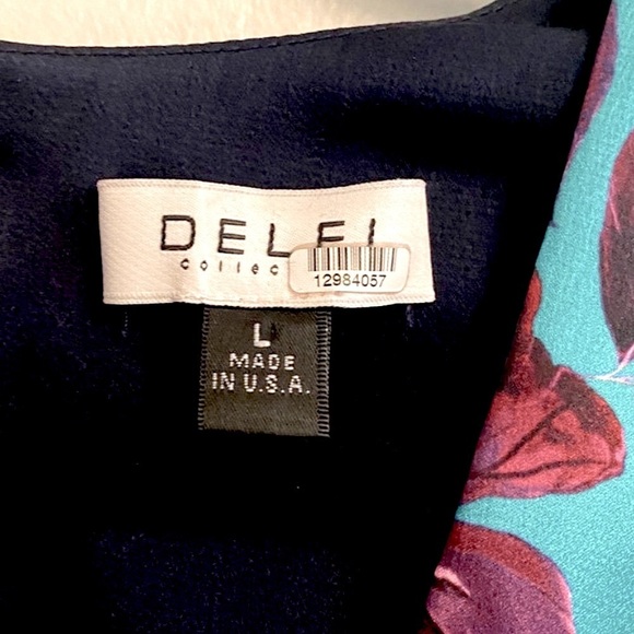 Delfi collective Isla Teal Magenta Floral Ruched long sleeve Mini Dress - Picture 3 of 11